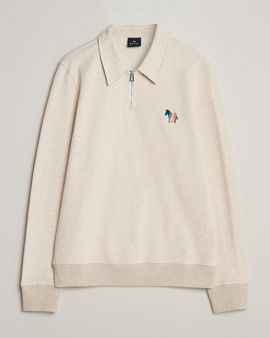 Men | Sweaters & Knitwear | PS Paul Smith | Cotton/Linen Zebra Half Zip Off White