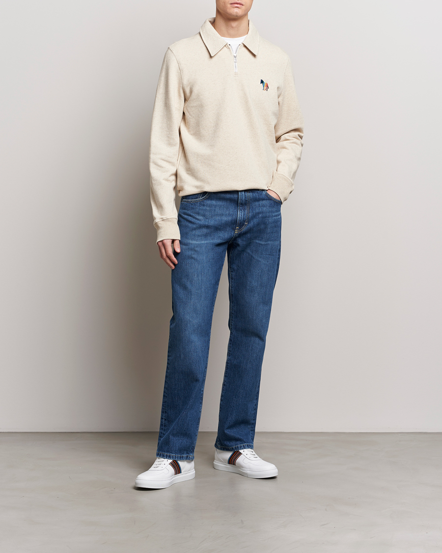 Men | Sweaters & Knitwear | PS Paul Smith | Cotton/Linen Zebra Half Zip Off White