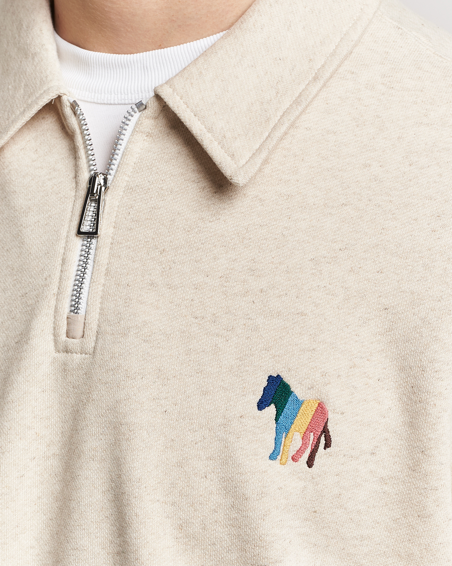 Men | Sweaters & Knitwear | PS Paul Smith | Cotton/Linen Zebra Half Zip Off White