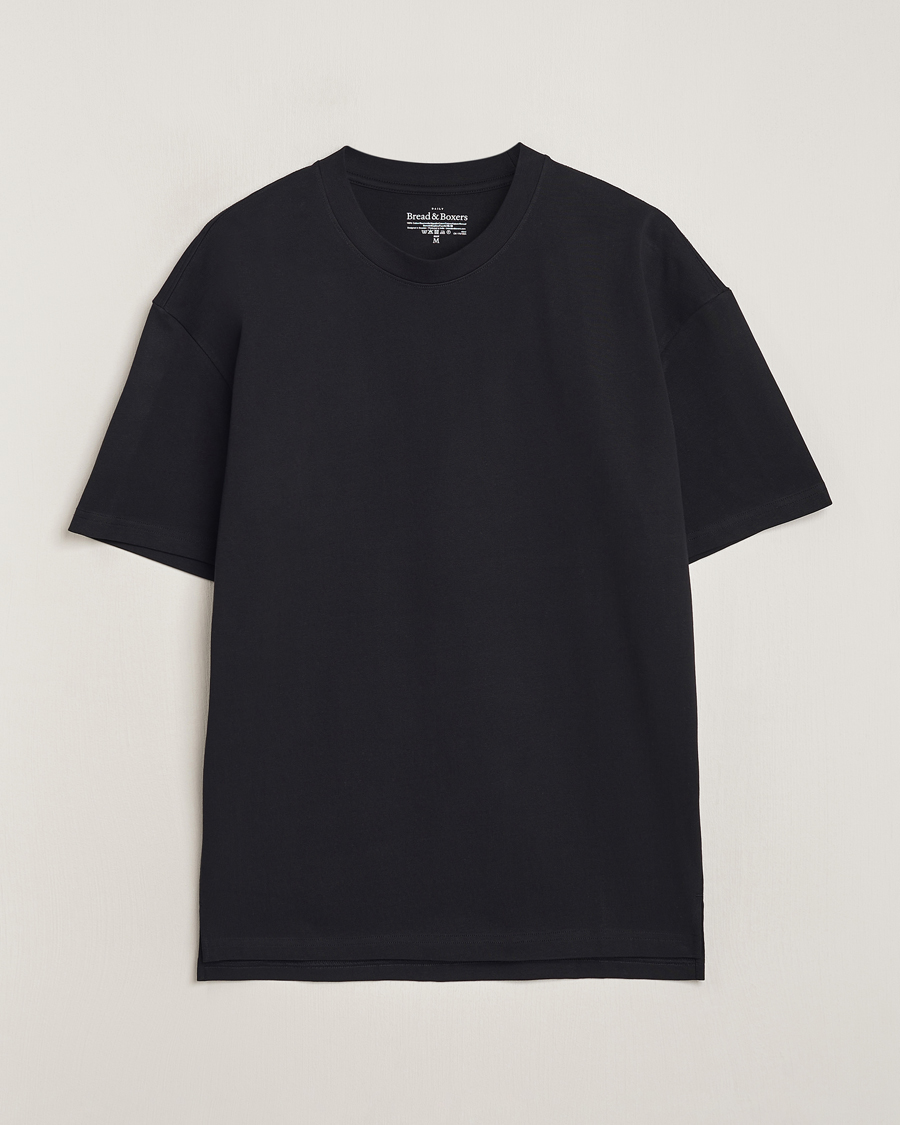 Men | T-Shirts | Bread & Boxers | Textured Heavy Crew Neck T-Shirt Black