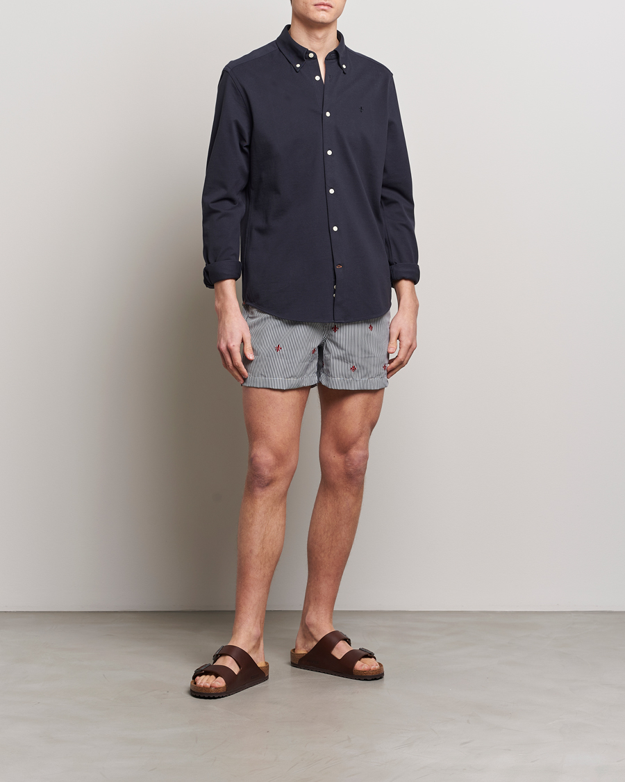 Men | Swimwear | Morris | Lily Stripe Bathing Trunks Navy/White