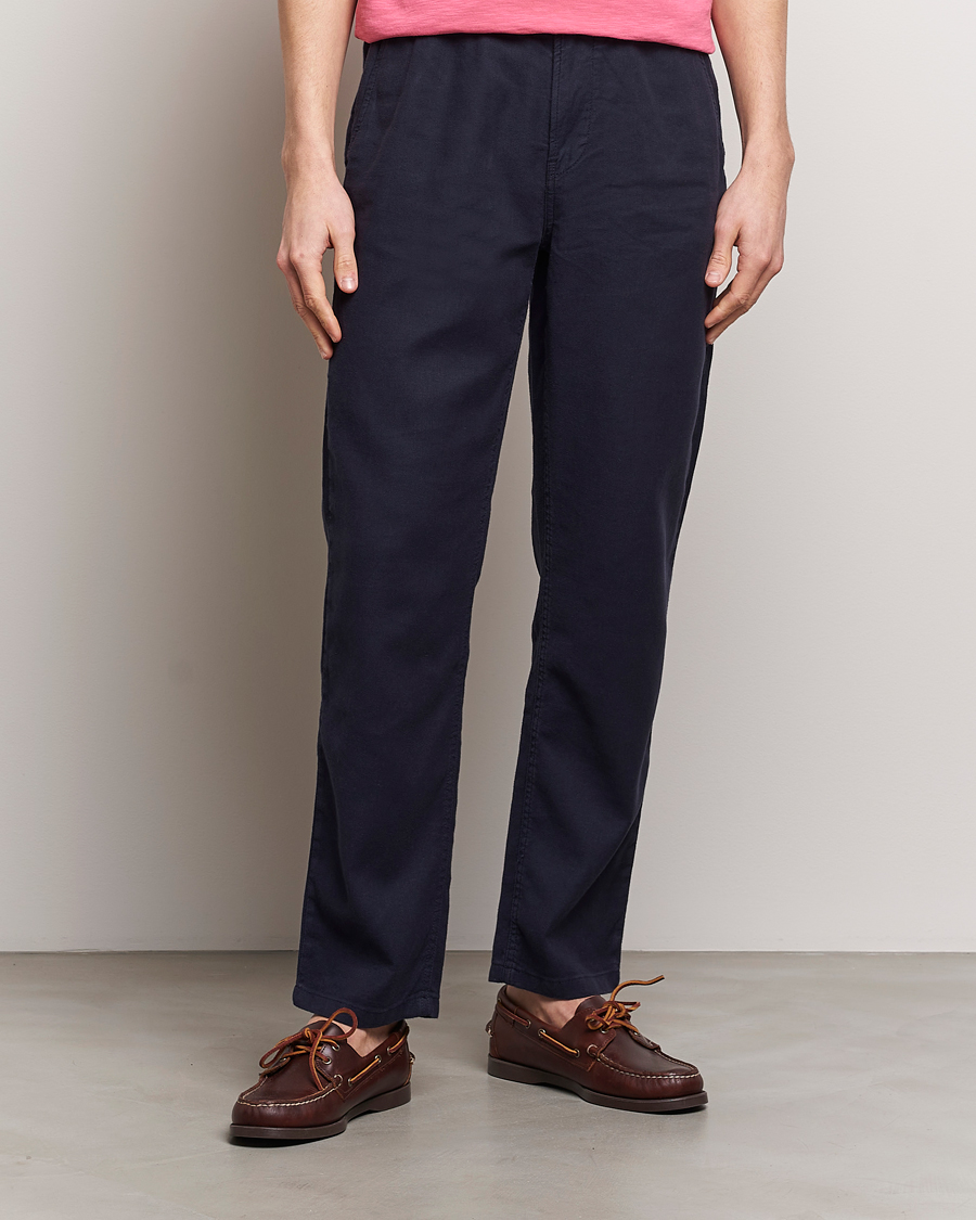 Men | Trousers | Morris | Fenix Linen Slacks Blue