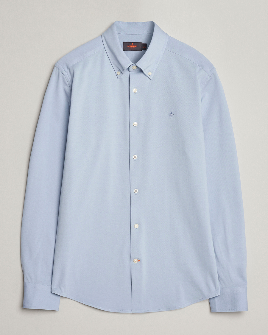 Men | Shirts | Morris | Eddie Slim Fit Pique Shirt Light Blue