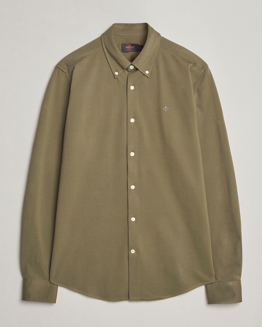 Men | Shirts | Morris | Eddie Slim Fit Pique Shirt Olive