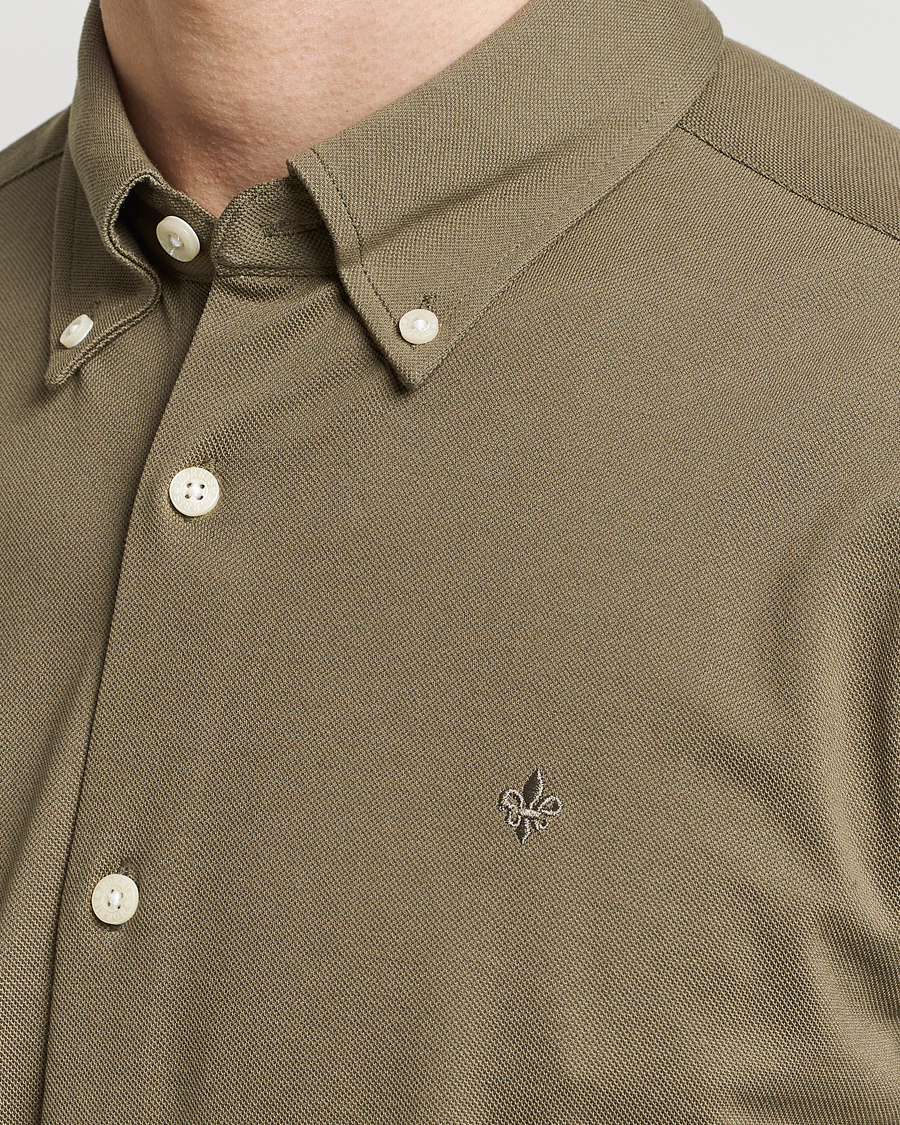 Men | Shirts | Morris | Eddie Slim Fit Pique Shirt Olive