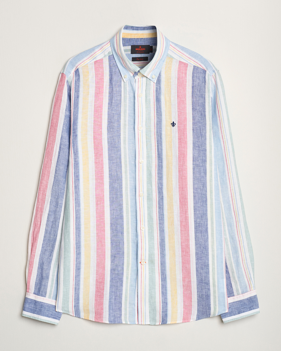 Men | Shirts | Morris | Happy Linen Stripe Shirt Light Blue