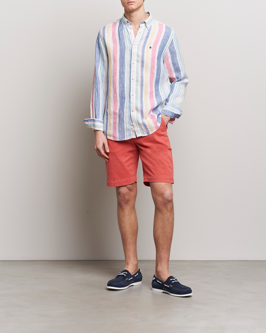 Men | Shirts | Morris | Happy Linen Stripe Shirt Light Blue