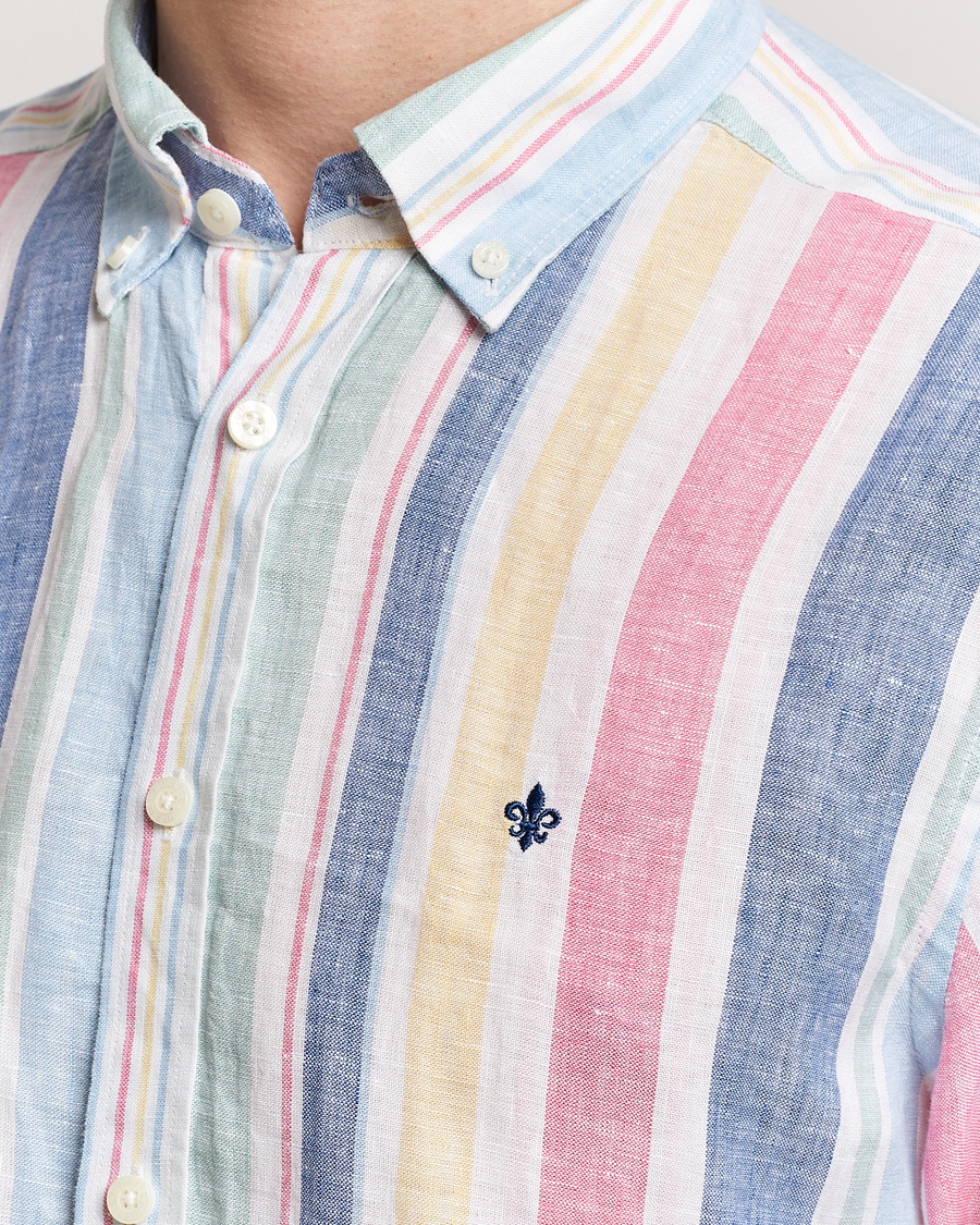 Men | Shirts | Morris | Happy Linen Stripe Shirt Light Blue