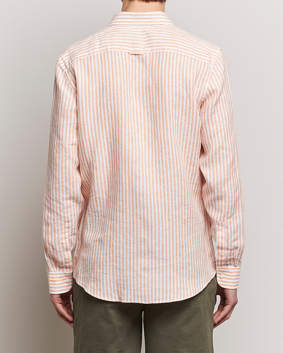Men | Shirts | Morris | Douglas Linen Stripe Shirt Orange