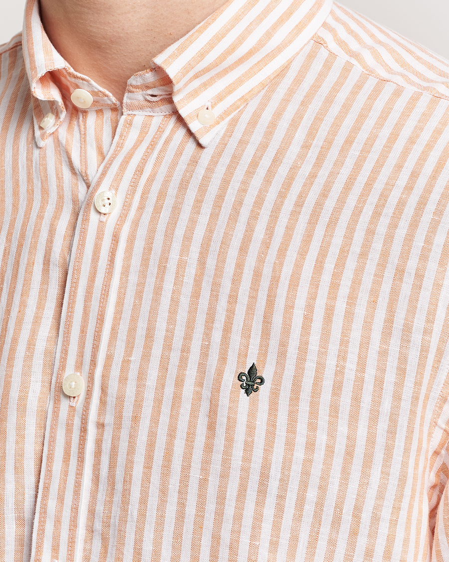 Men | Shirts | Morris | Douglas Linen Stripe Shirt Orange