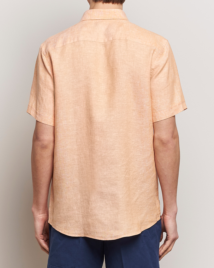 Men | Shirts | Morris | Douglas Linen Short Sleeve Shirt Orange