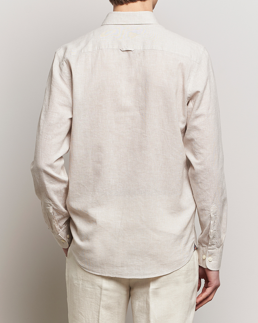 Men | Shirts | Morris | Slim Fit Linen Check Shirt Khaki