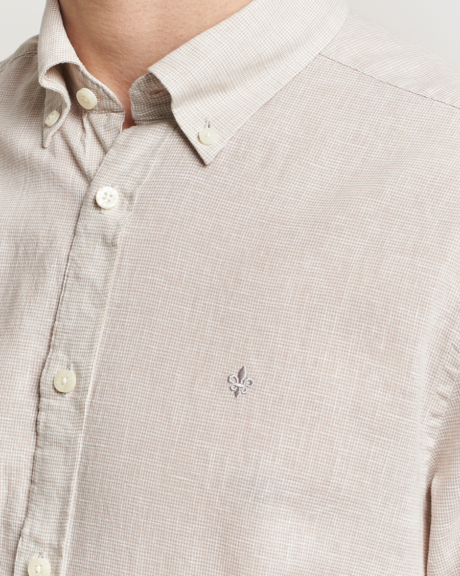 Men | Shirts | Morris | Slim Fit Linen Check Shirt Khaki