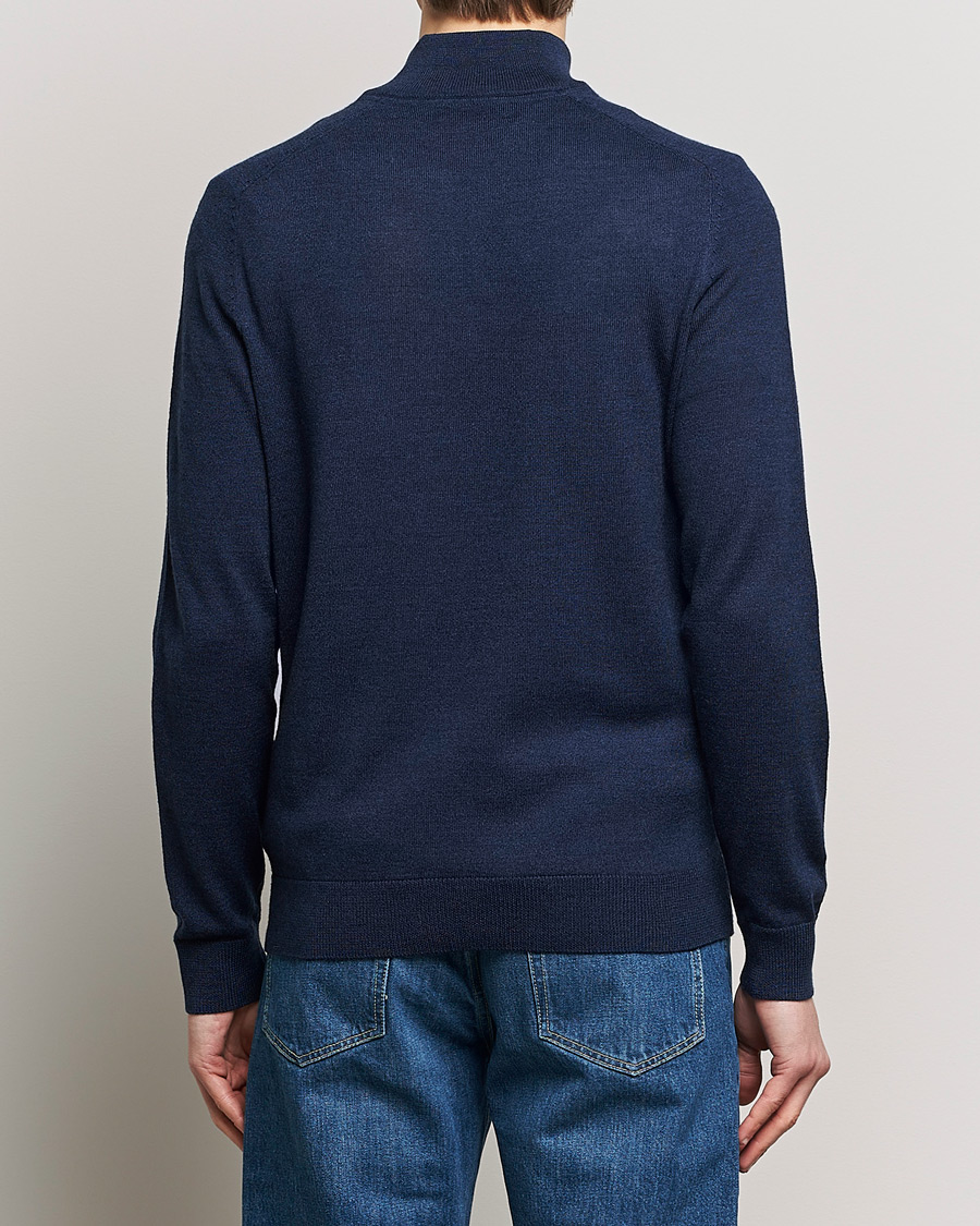 Men | Sweaters & Knitwear | Morris | John Merino Half Zip Blue