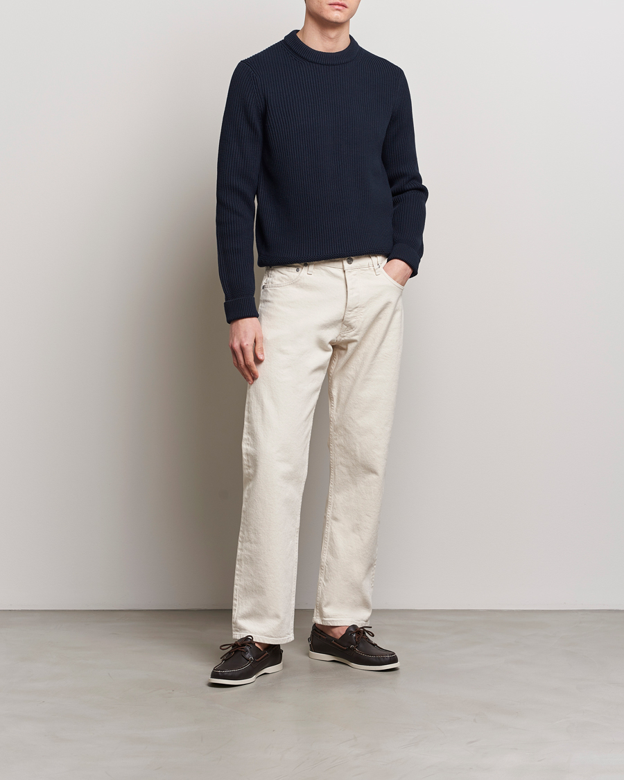 Men | Sweaters & Knitwear | Morris | Arthur Navy Cotton/Merino Knitted Sweater Navy