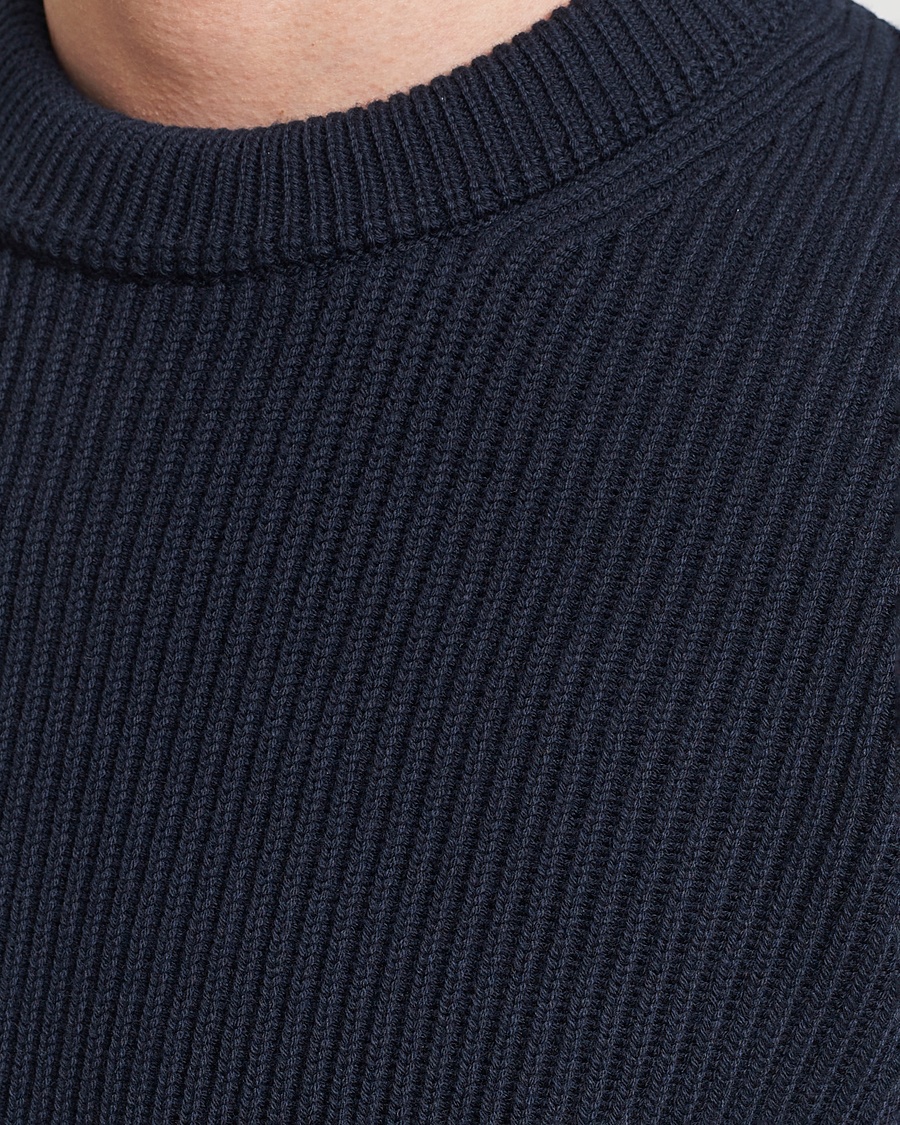 Men | Sweaters & Knitwear | Morris | Arthur Navy Cotton/Merino Knitted Sweater Navy