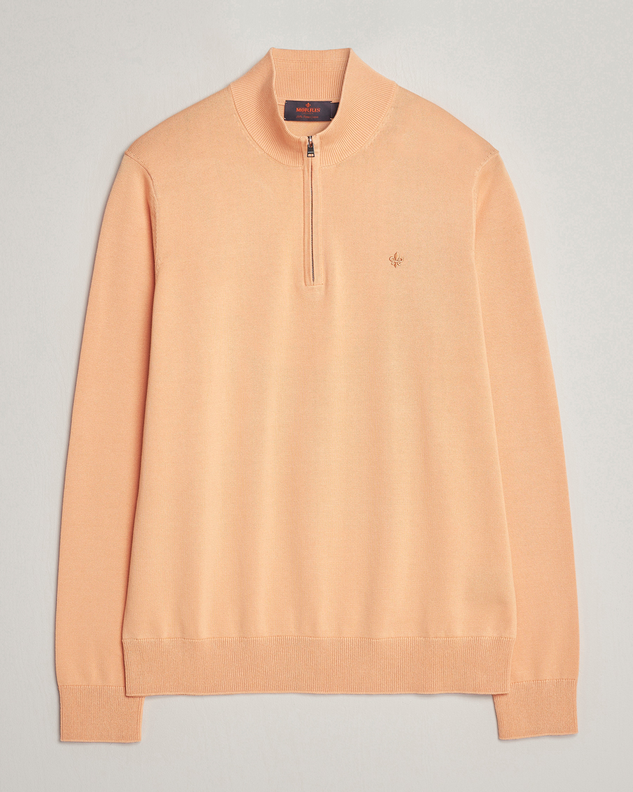 Men | Sweaters & Knitwear | Morris | Riley Cotton Half Zip Orange