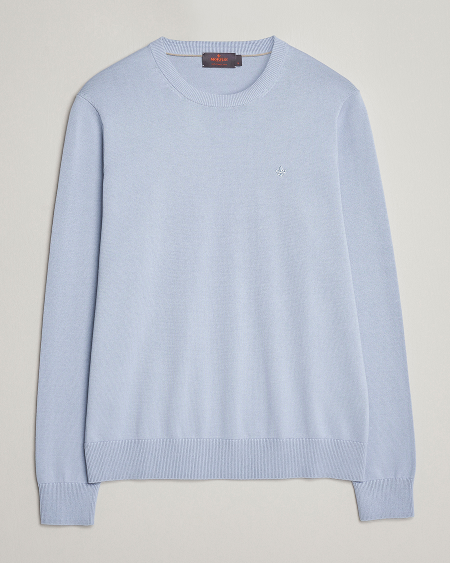 Men | Sweaters & Knitwear | Morris | Riley Cotton Crew Neck Pullover Light Blue