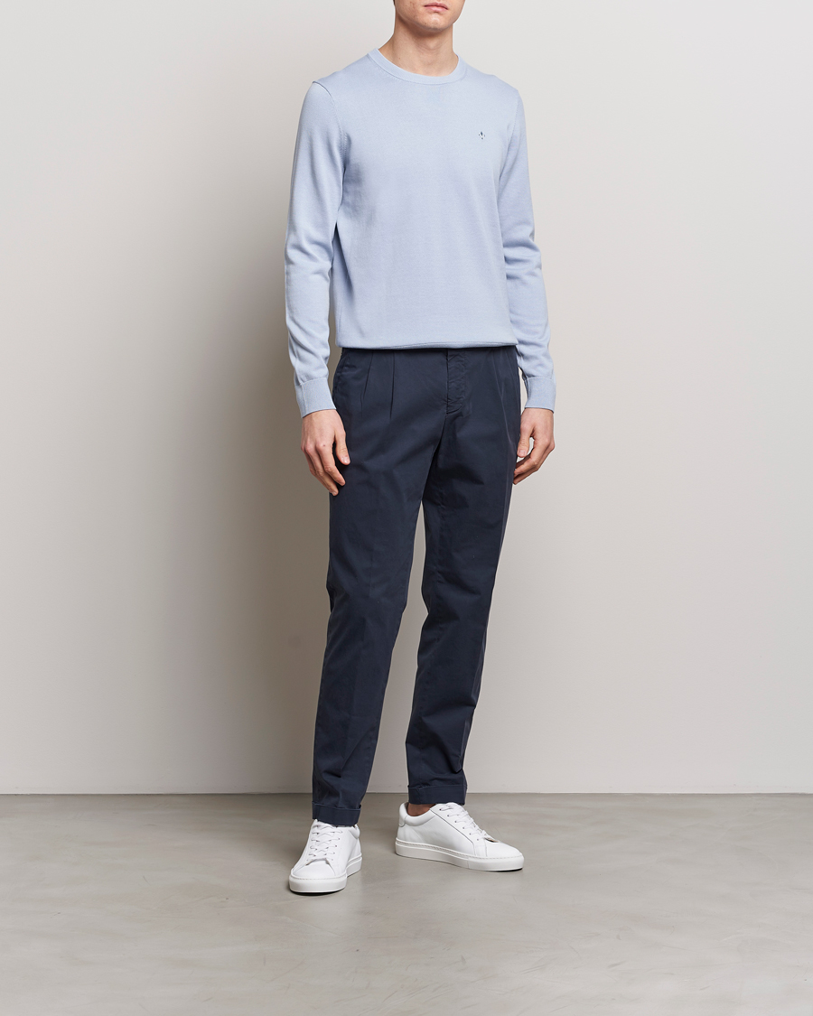 Men | Sweaters & Knitwear | Morris | Riley Cotton Crew Neck Pullover Light Blue
