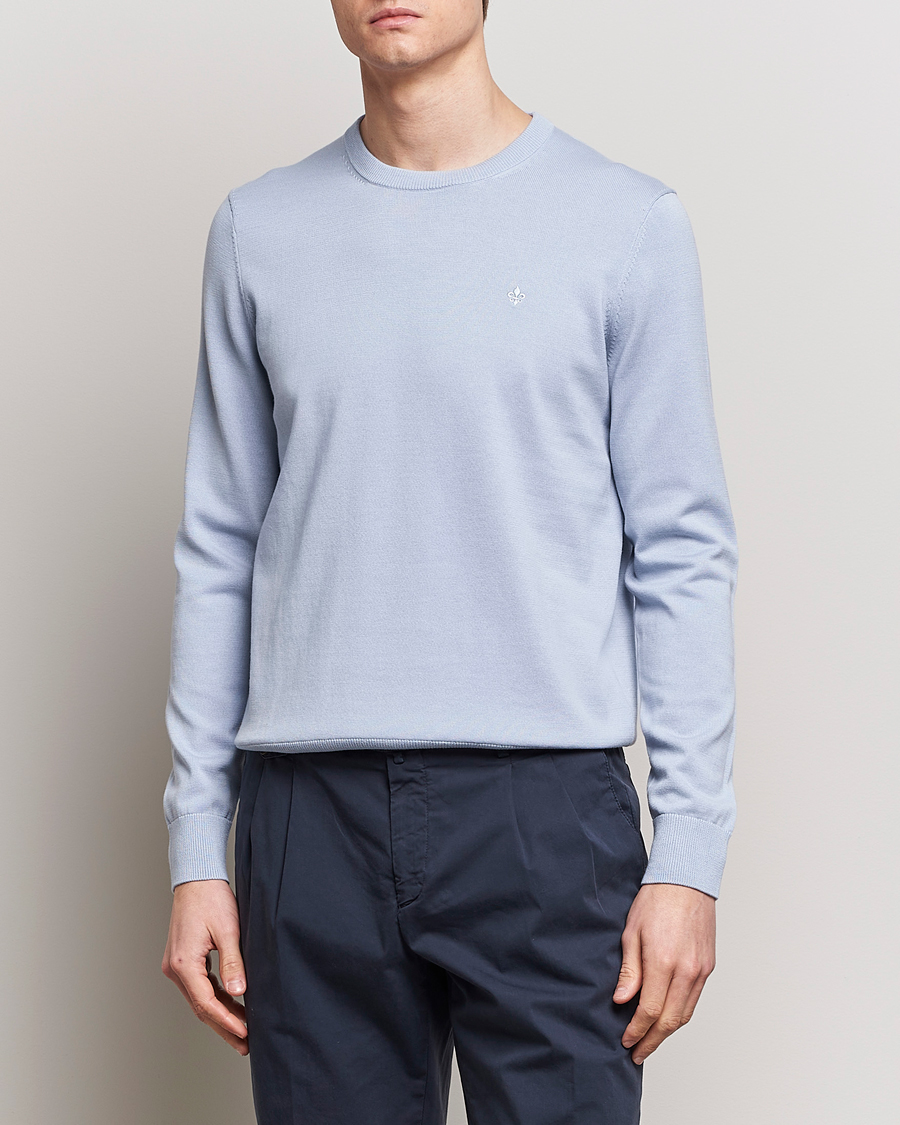 Men | Sweaters & Knitwear | Morris | Riley Cotton Crew Neck Pullover Light Blue