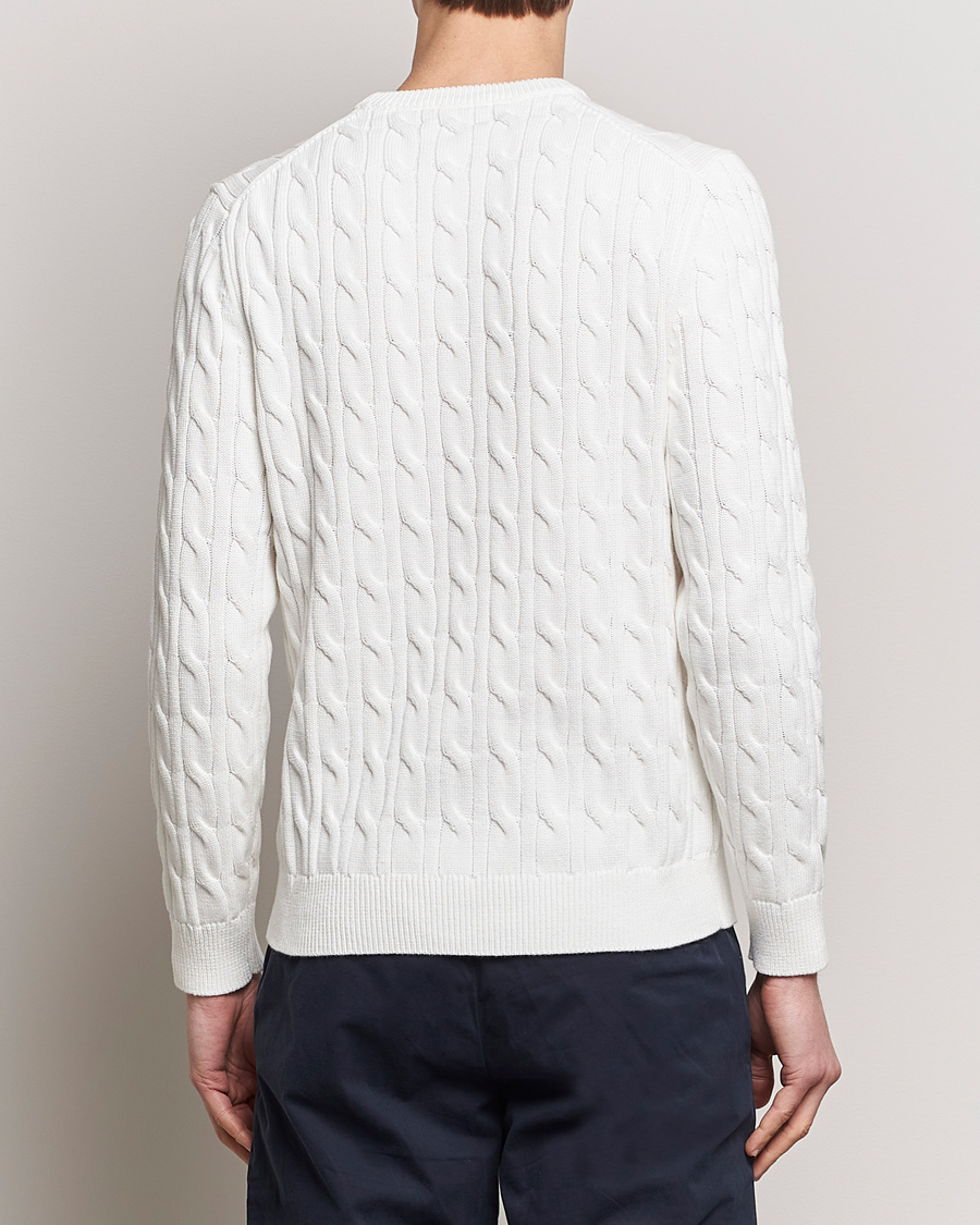 Men | Sweaters & Knitwear | Morris | Ethan Cotton Cable Crew Neck Off White