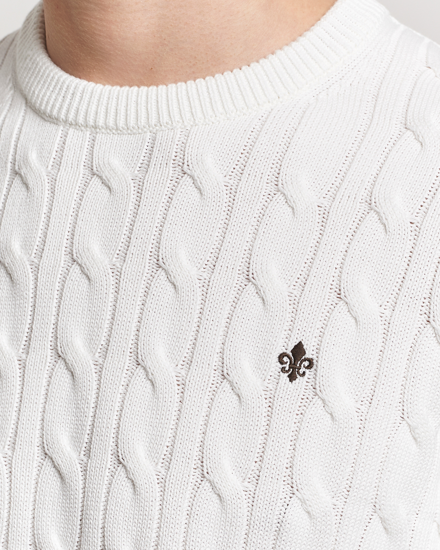 Men | Sweaters & Knitwear | Morris | Ethan Cotton Cable Crew Neck Off White