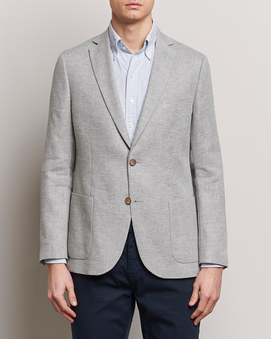 Men | Blazers | Morris | Hayes Linen Herringbone Blazer Grey