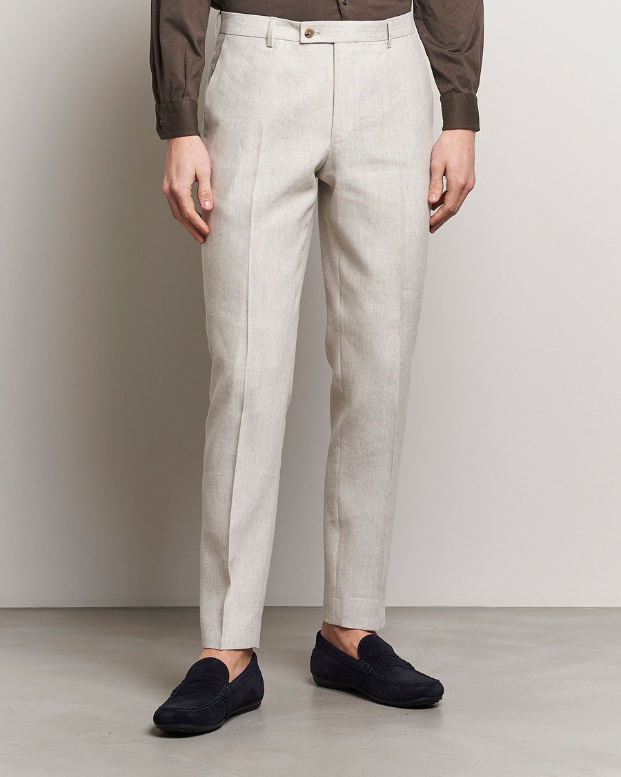 Men | Trousers | Morris | Bobby Linen Suit Trousers Khaki