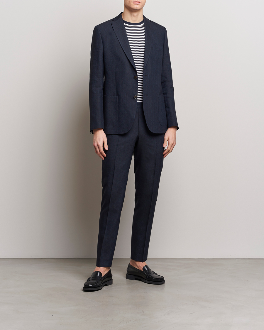 Men | Trousers | Morris | Bobby Linen Suit Trousers Navy