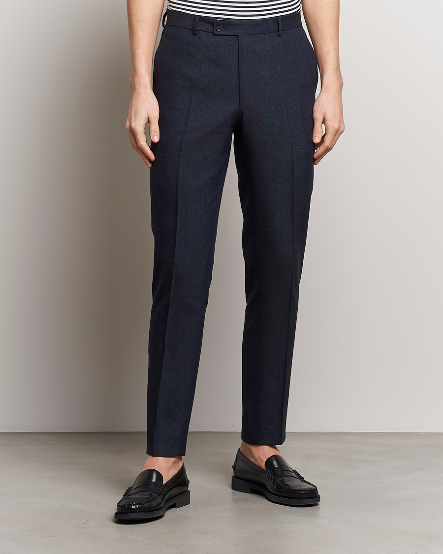 Men | Trousers | Morris | Bobby Linen Suit Trousers Navy