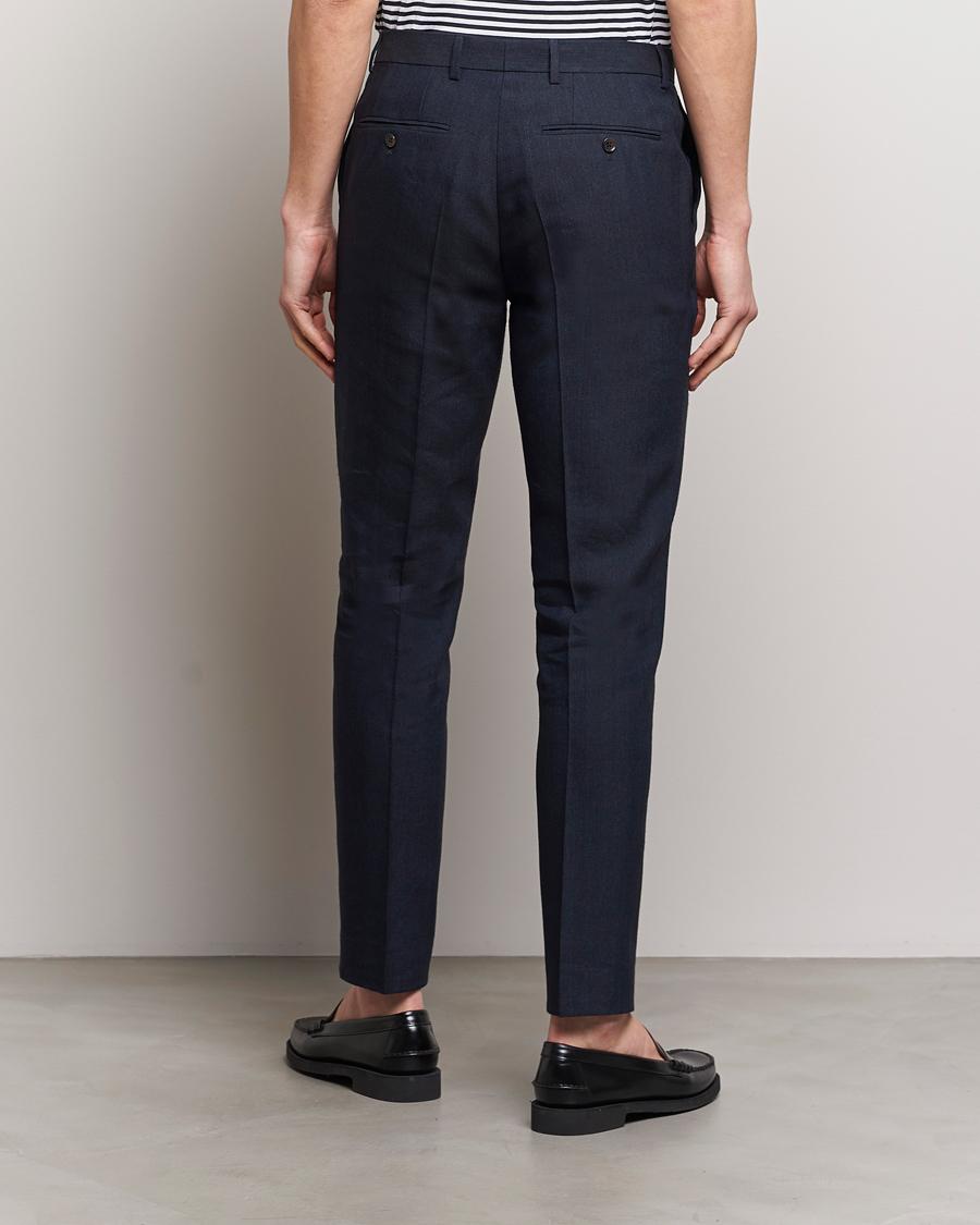 Men | Trousers | Morris | Bobby Linen Suit Trousers Navy