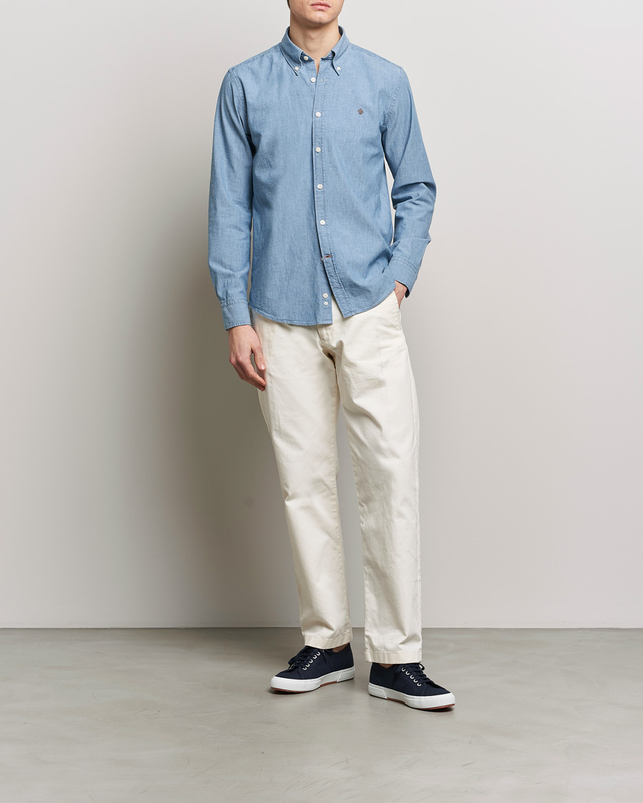 Men | Shirts | Morris | Slim Fit Chambray Shirt Blue