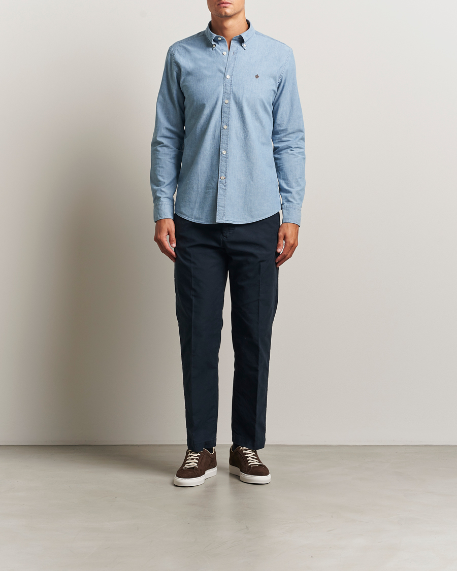 Men | Shirts | Morris | Slim Fit Chambray Shirt Blue
