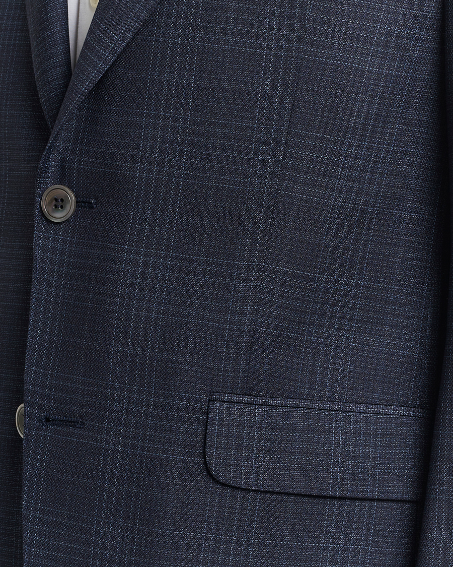 Men | Blazers | Oscar Jacobson | Fogerty Mini Check Wool Blazer Navy