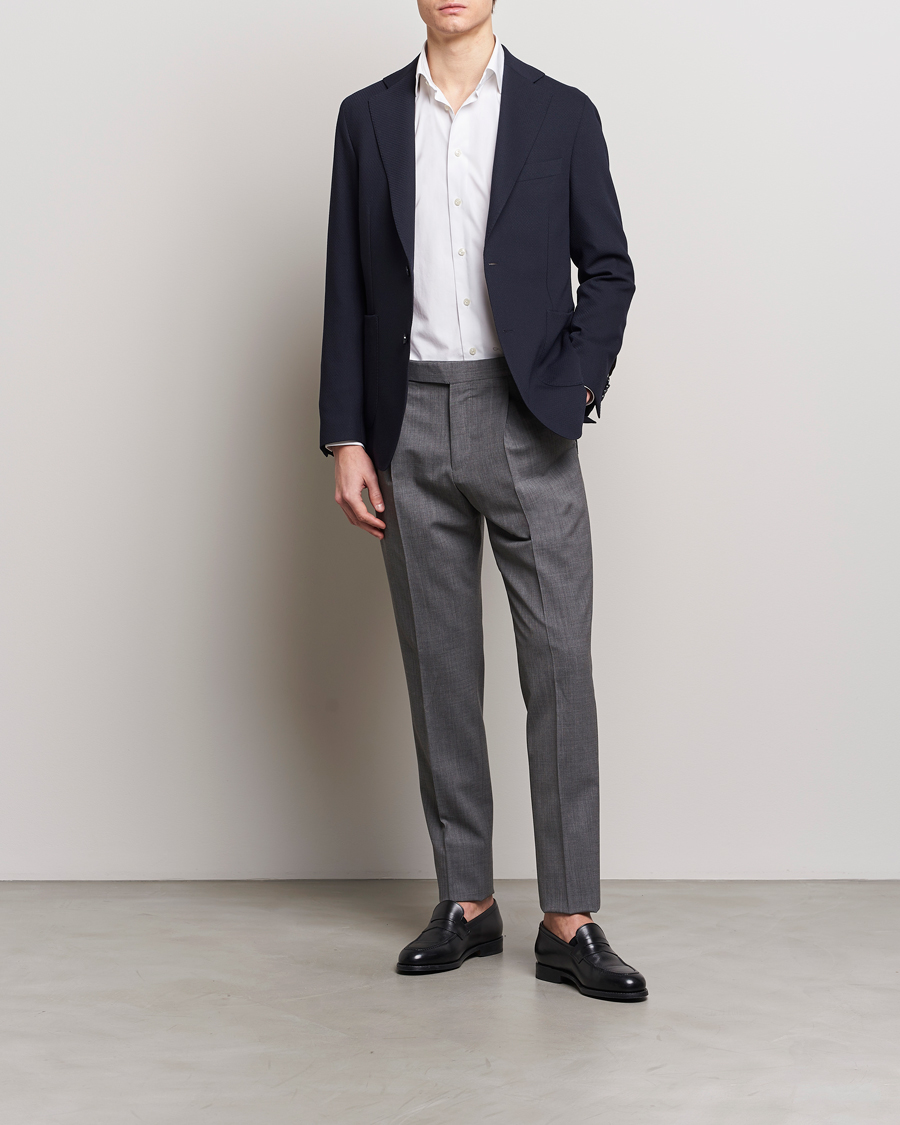 Men | Blazers | Oscar Jacobson | Ferry Patch Soft Wool Blazer Navy