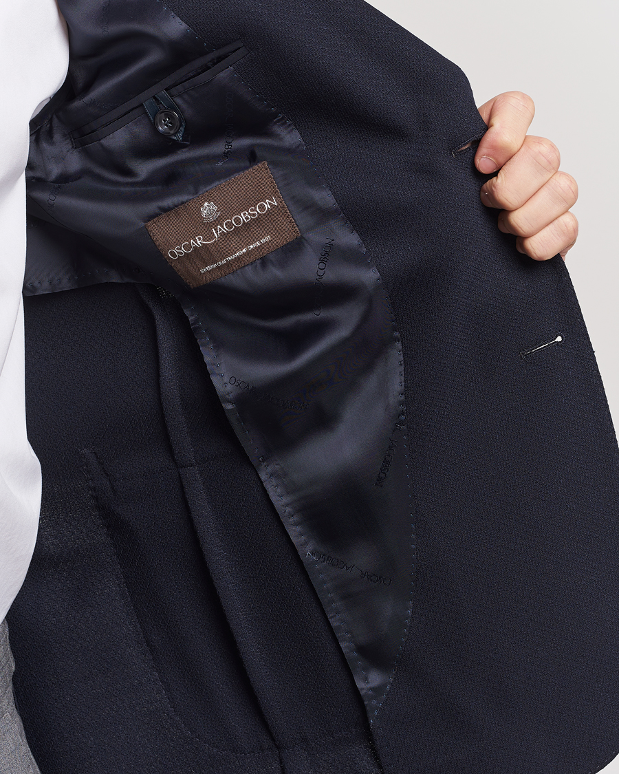 Men | Blazers | Oscar Jacobson | Ferry Patch Soft Wool Blazer Navy