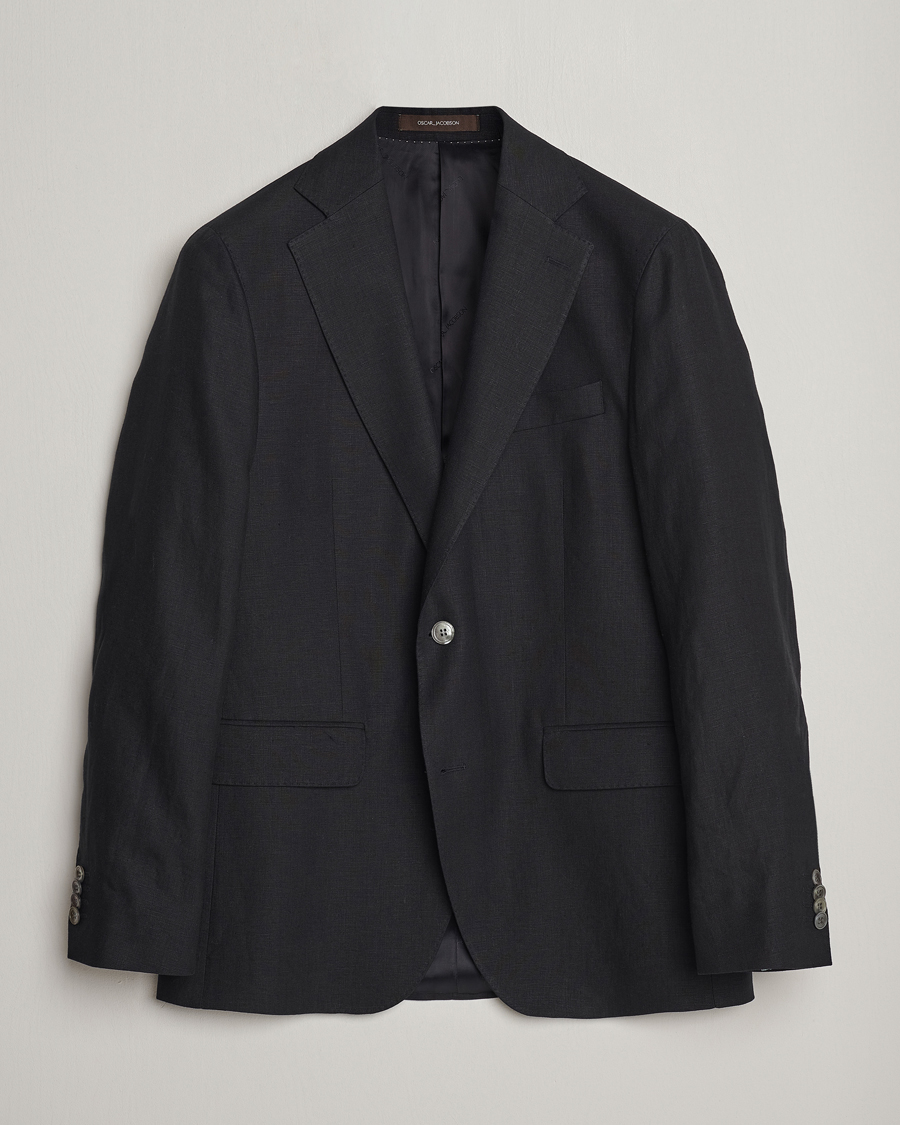 Men | Blazers | Oscar Jacobson | Fogerty Linen Blazer Black