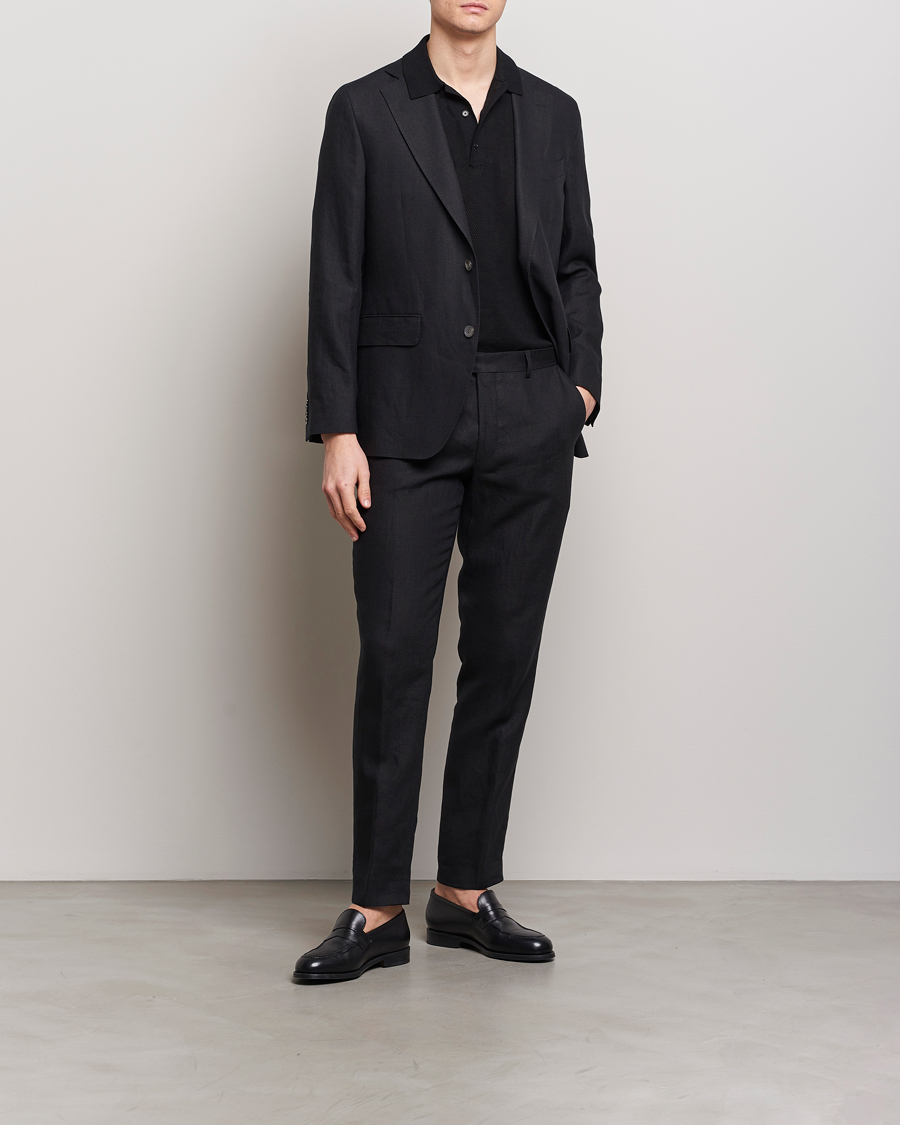 Men | Blazers | Oscar Jacobson | Fogerty Linen Blazer Black