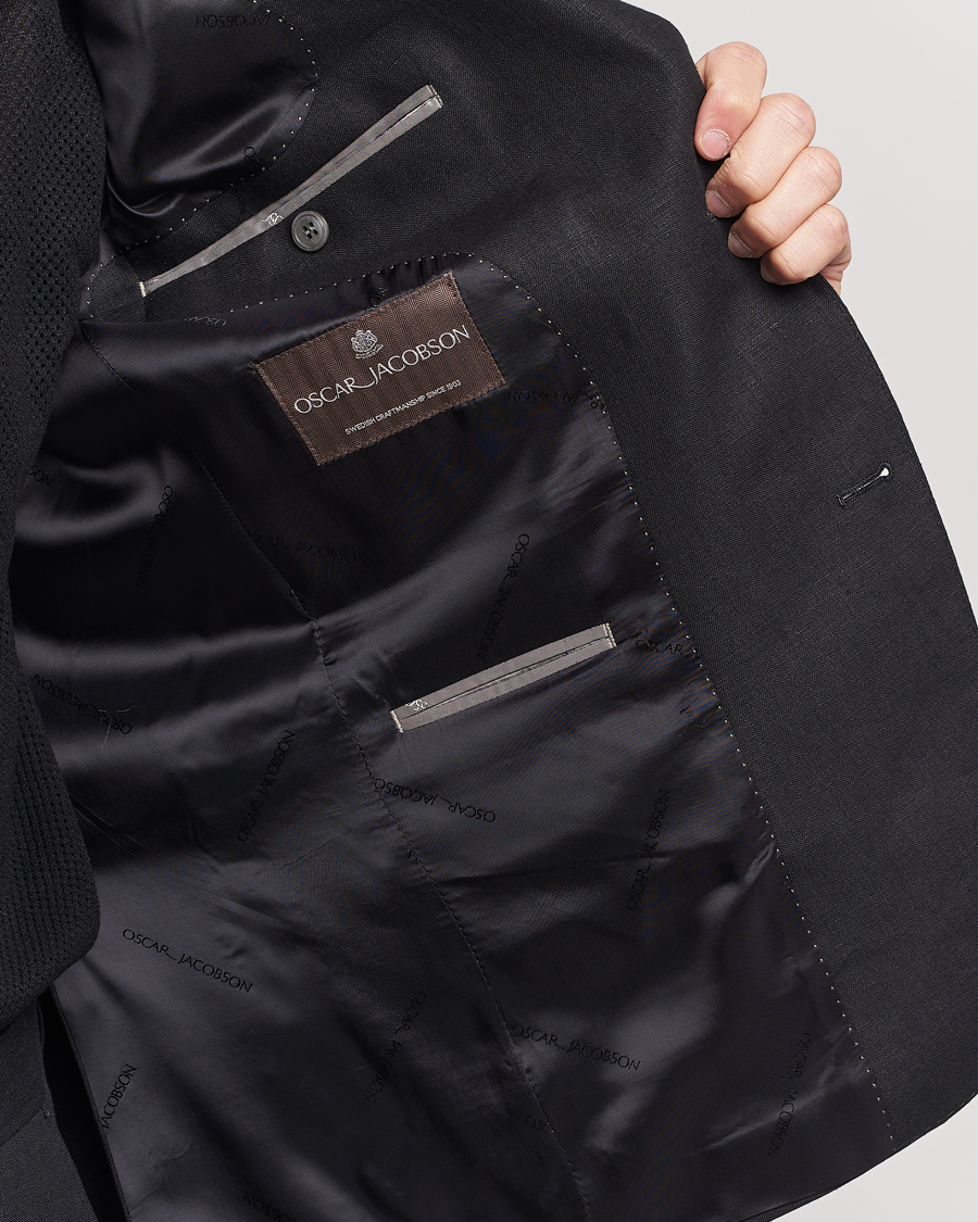 Men | Blazers | Oscar Jacobson | Fogerty Linen Blazer Black