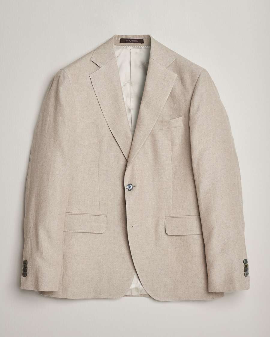 Men | Blazers | Oscar Jacobson | Fogerty Linen Blazer Beige