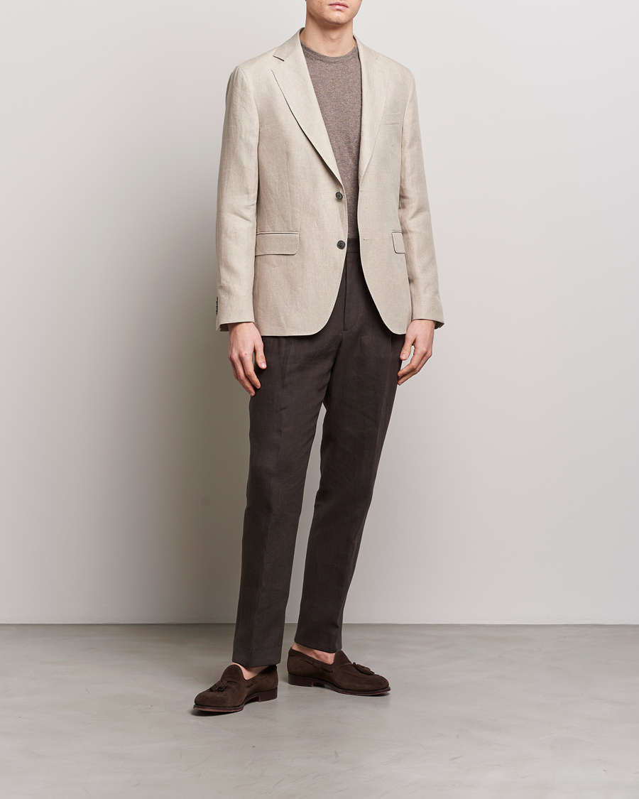 Men | Blazers | Oscar Jacobson | Fogerty Linen Blazer Beige