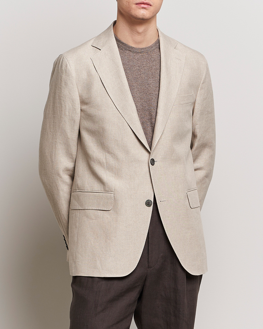 Men | Blazers | Oscar Jacobson | Fogerty Linen Blazer Beige