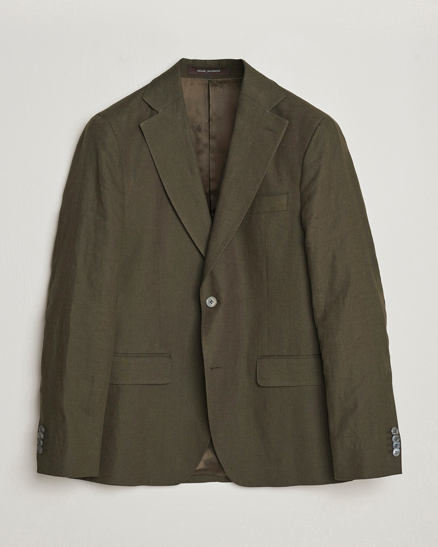 Men | Blazers | Oscar Jacobson | Fogerty Linen Blazer Olive