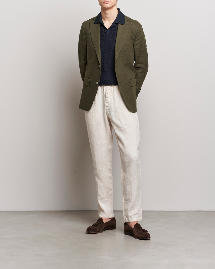 Men | Blazers | Oscar Jacobson | Fogerty Linen Blazer Olive