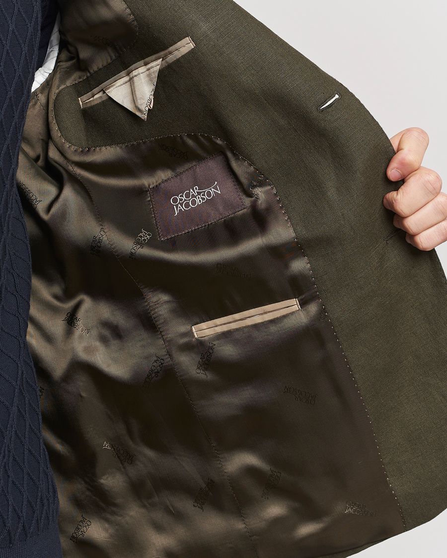 Men | Blazers | Oscar Jacobson | Fogerty Linen Blazer Olive