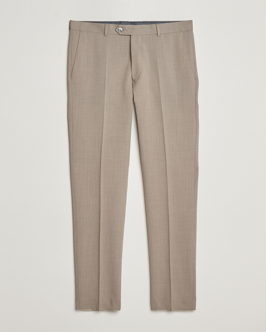 Men | Trousers | Oscar Jacobson | Denz Structured Wool Trousers Beige