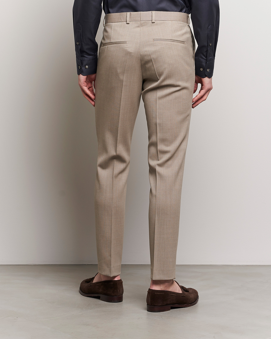 Men | Trousers | Oscar Jacobson | Denz Structured Wool Trousers Beige