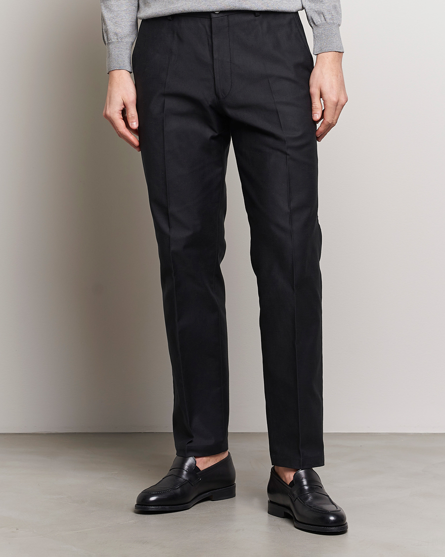 Men | Trousers | Oscar Jacobson | Decker Cotton Trousers Black