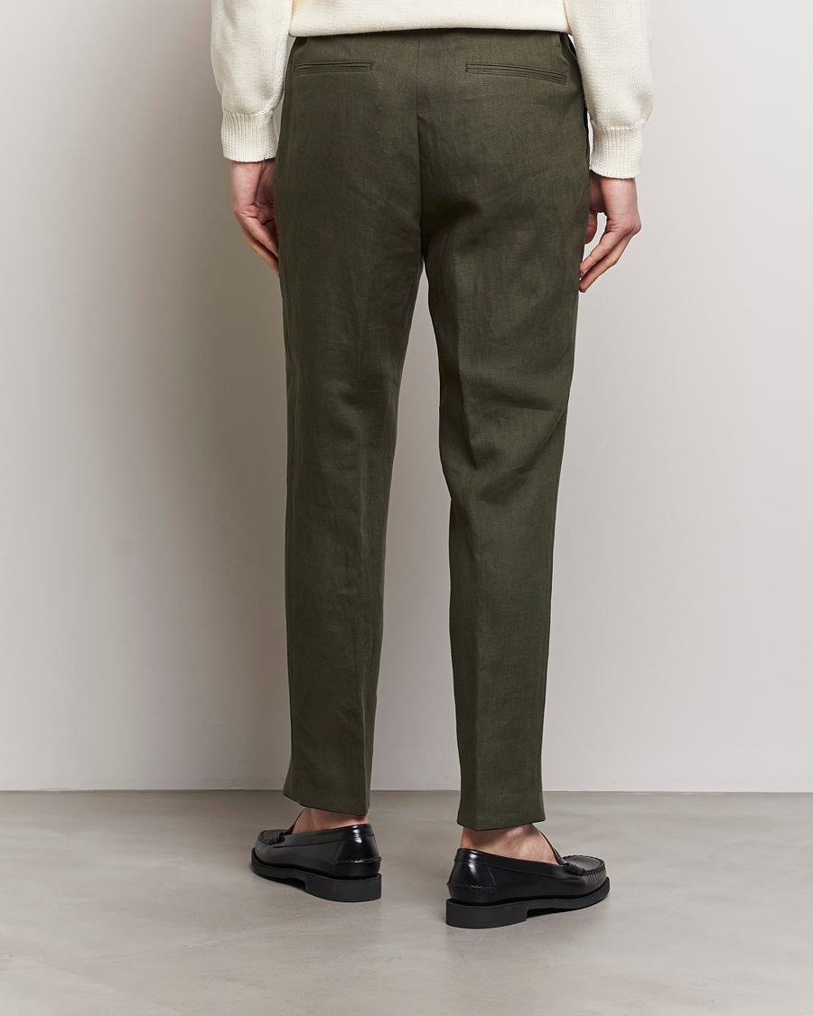 Men | Trousers | Oscar Jacobson | Delon Linen Trousers Olive