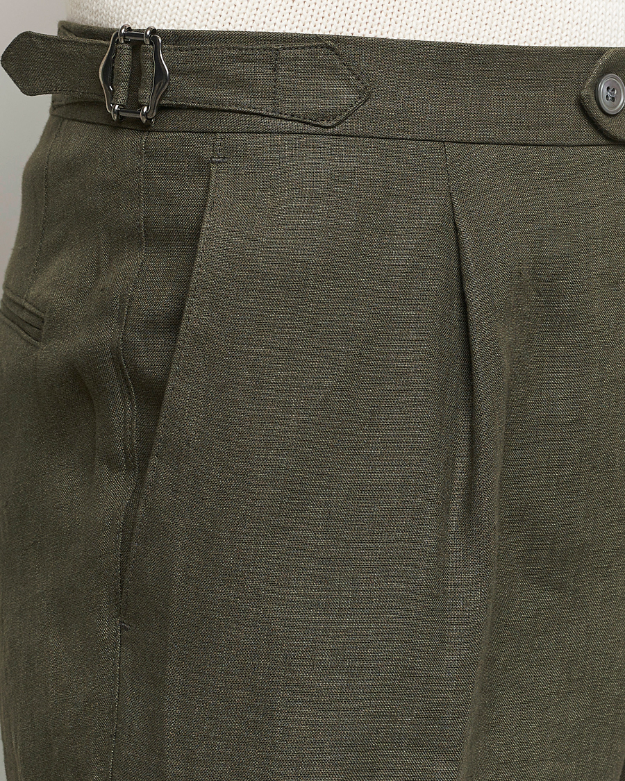 Men | Trousers | Oscar Jacobson | Delon Linen Trousers Olive